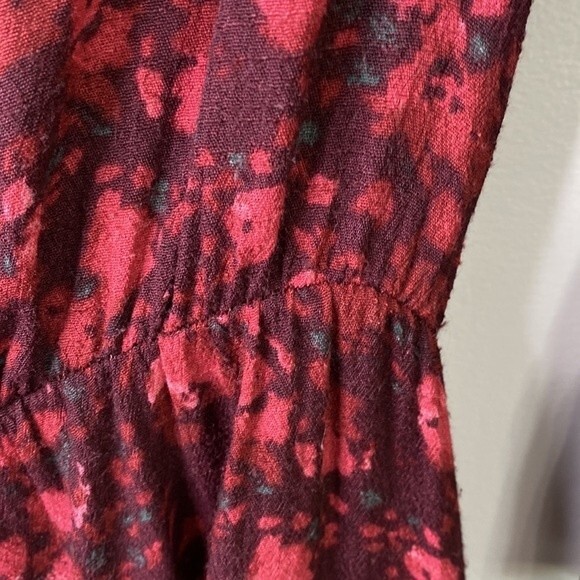 Free People All the Right Ruffles Romper in Berry Floral Wrap 3/4 Sleeve - Picture 7 of 16